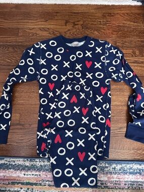 Hanna Andersson - Navy Heart & XO Pajama Set - Red & White Print